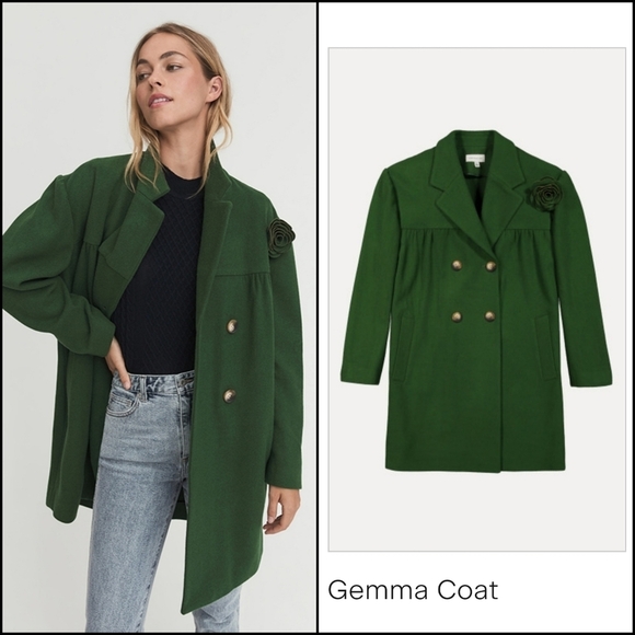 NWT Something Navy Wool Blend Gemma Coat | Green | Size Small - Picture 3 of 13